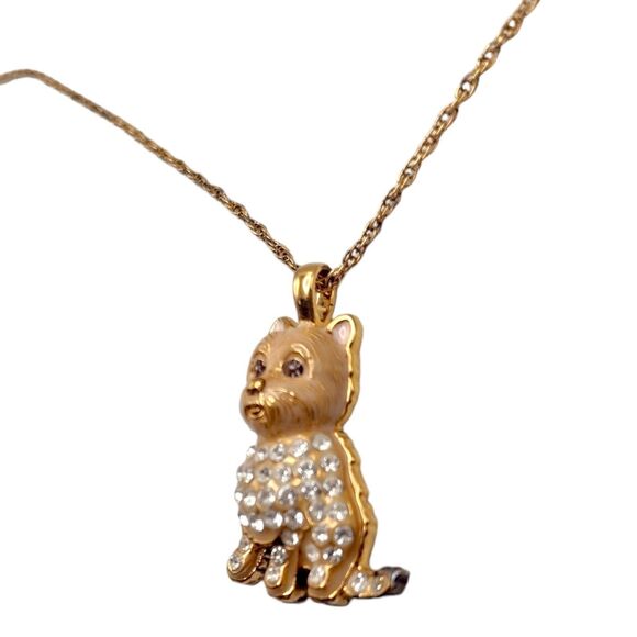 Vintage BGE Sterling Silver 925 Gold Vermeil Terrier Dog Pendant Necklace 18” - Picture 3 of 13